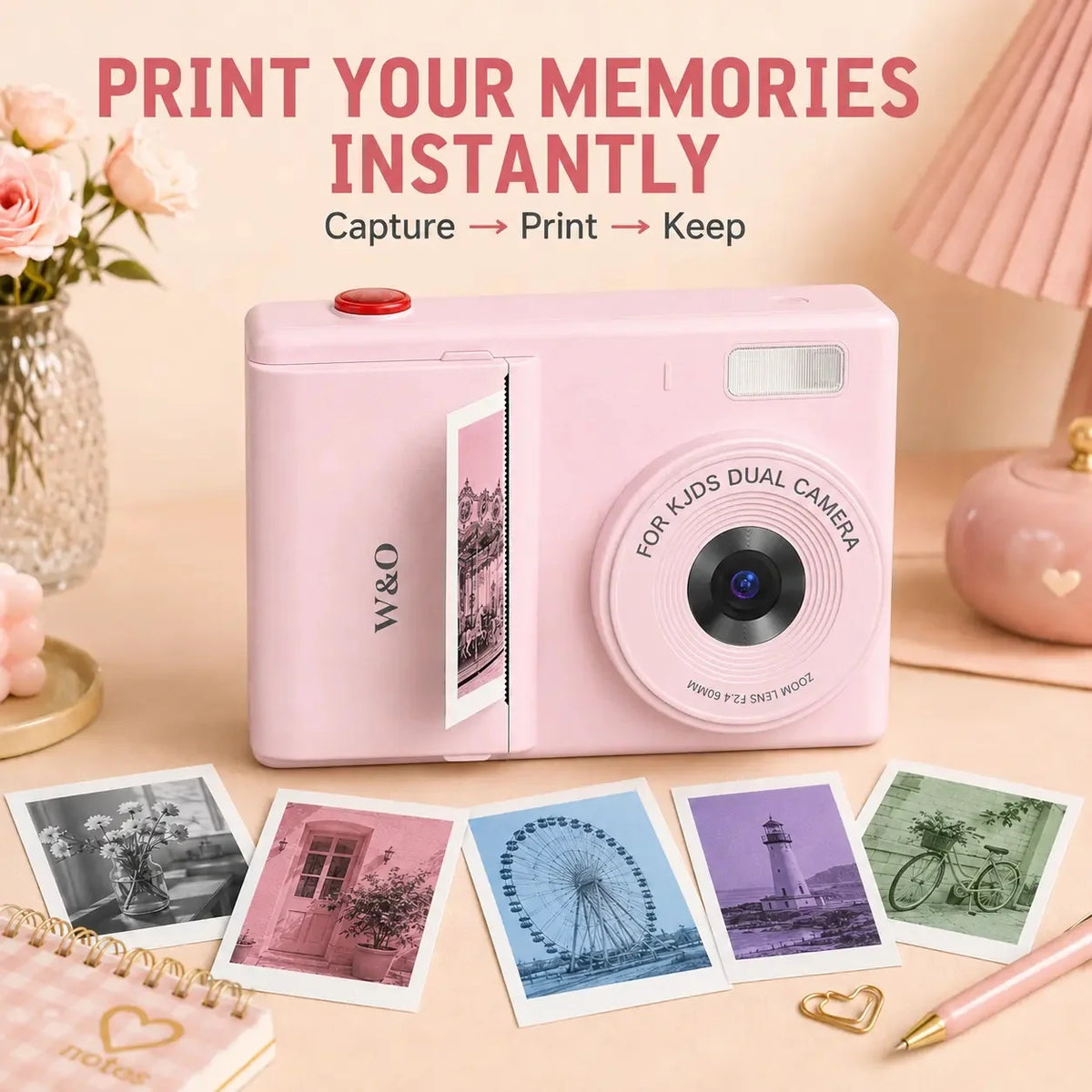 WO Instant Print Digital Camera With 48MP Sensor And Printer