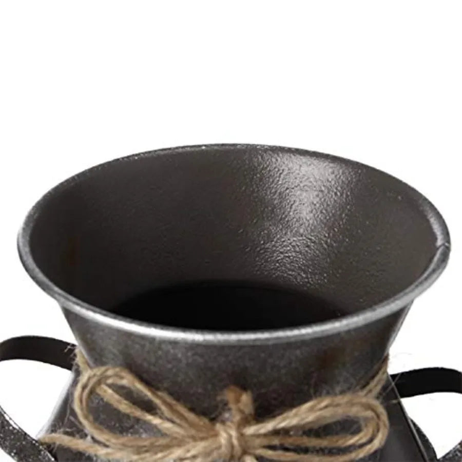 Rustic Ceramic Milk Can Vase With Rope Design Home Decoration