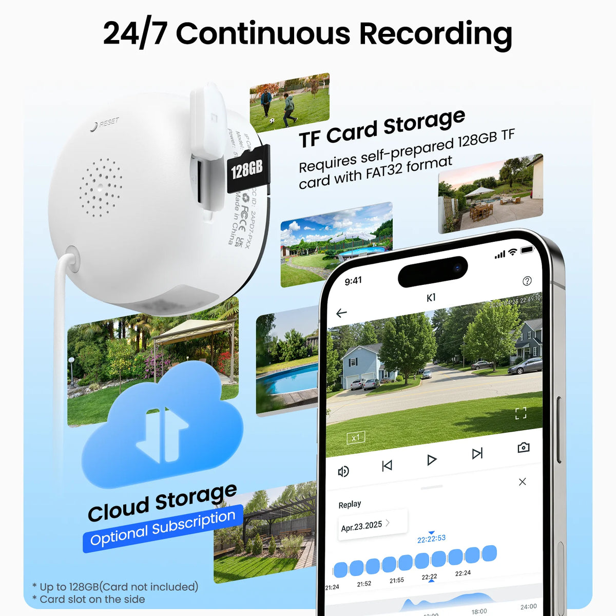 Wansview 2K Window Camera WiFi Indoor Security Night Vision Audio