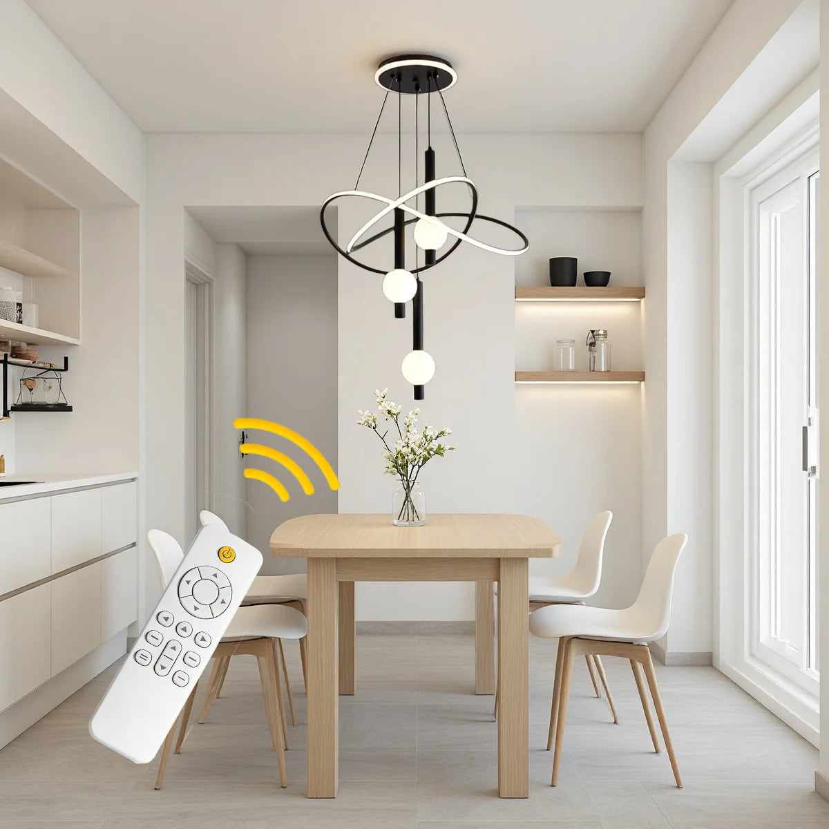 Stylish LED Pendant Light Featuring Adjustable Height And Remote Dimming