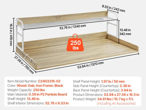 SucceBuy Corner Washer Dryer Countertop With Wooden Storage Shelf