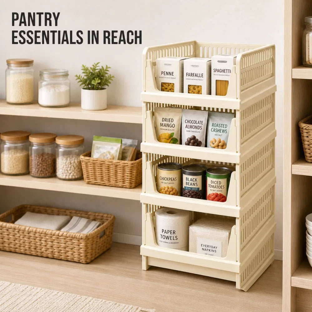 Zoe Stackable Modular Storage Baskets for Closet and Home Organization