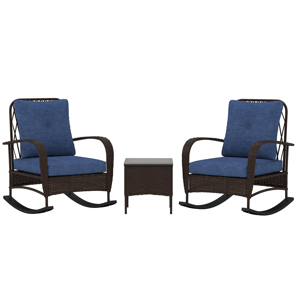 Outsunny Outdoor Patio Rocking Chairs Set With Coffee Table