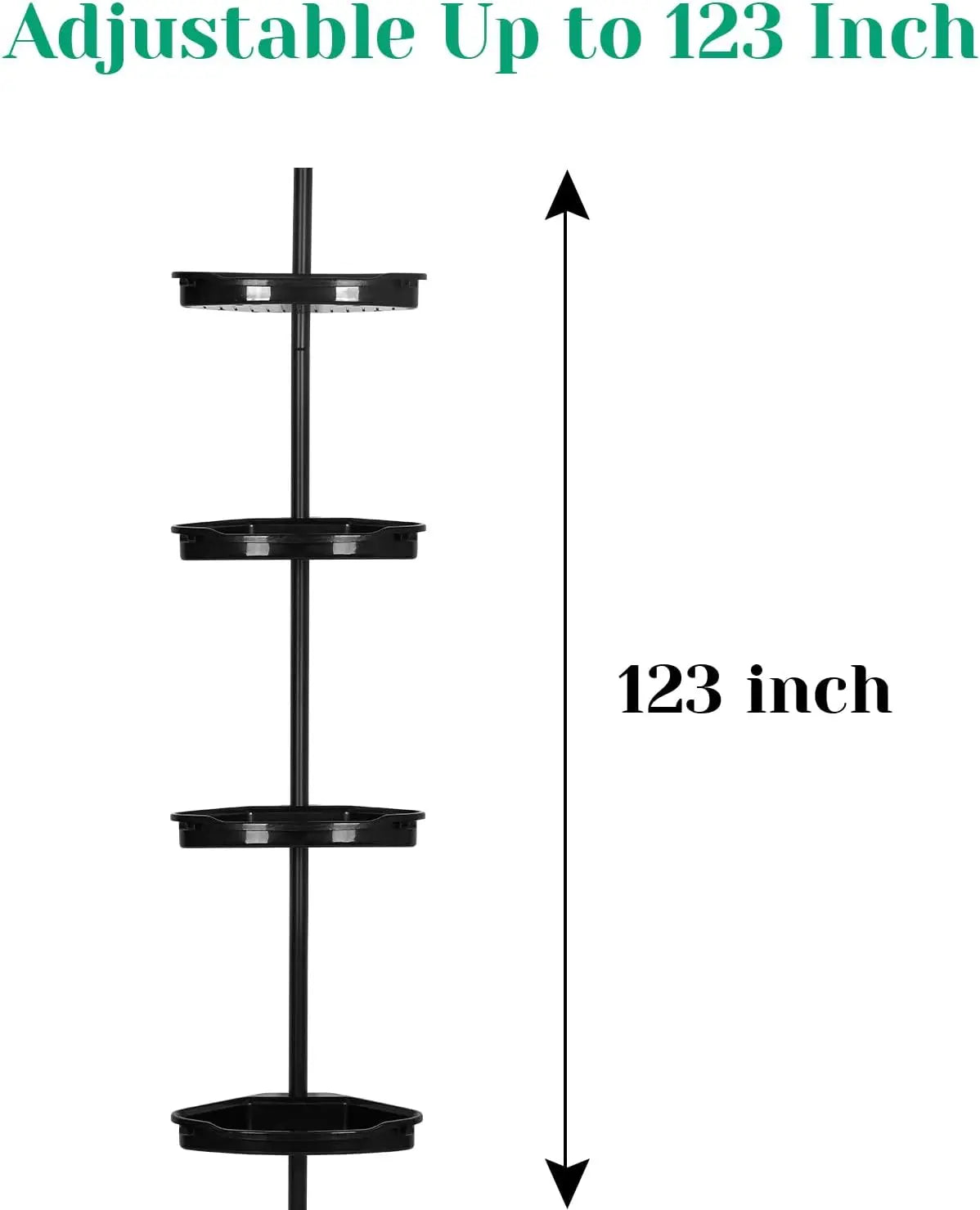 Four Tier Corner Shower Caddy With Tension Pole Rack