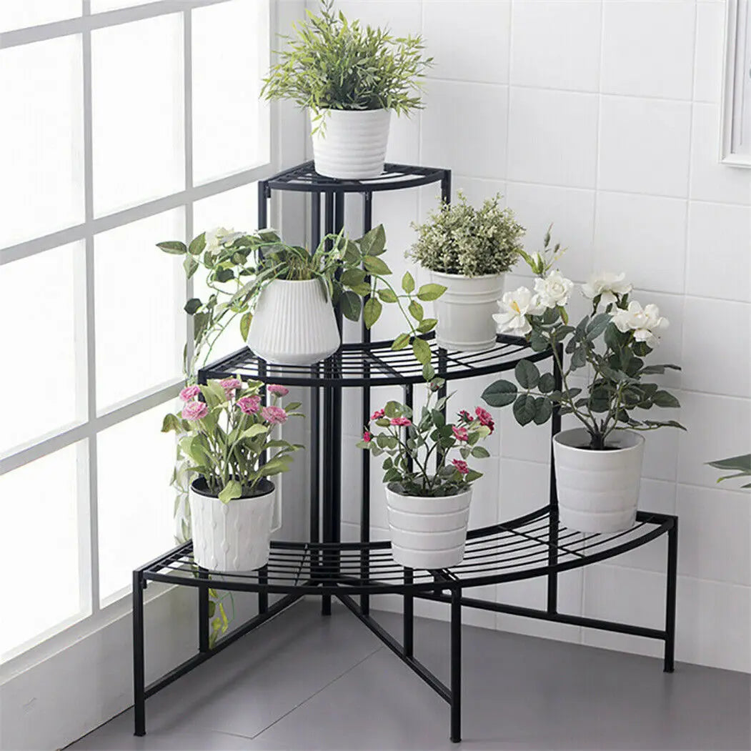 Wisfor 3 Tier Corner Metal Plant Shelf Stand Organizer