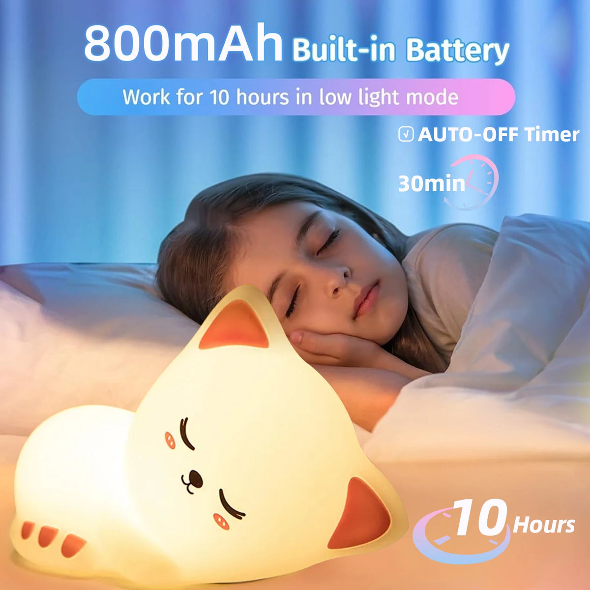 LED Barz Rechargeable Silicone Cat Night Light Touch Control Lamp