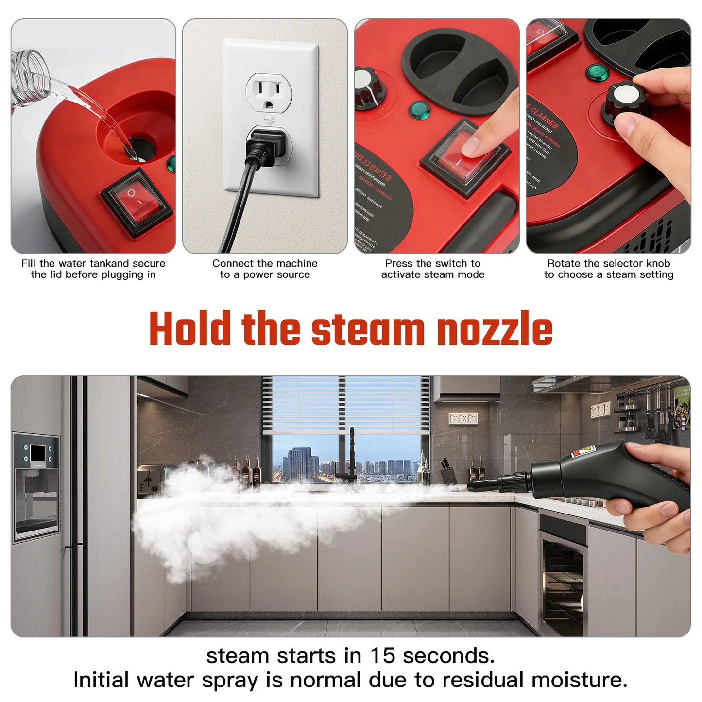 Professional Handheld Steam Cleaner With Adjustable Temperature Control