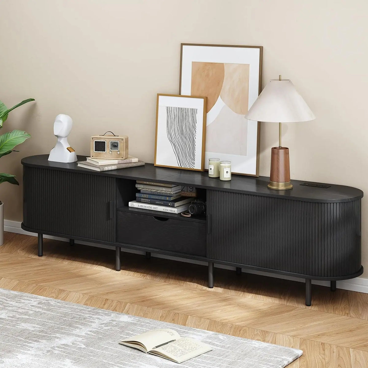 ONBRILL TV Stand With Power Outlet For Living Rooms