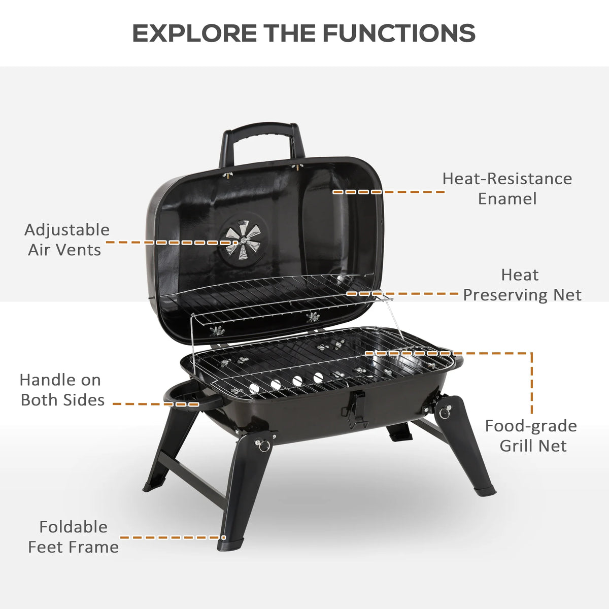 Outsunny Portable Charcoal Grill For Outdoor Camping And Picnic