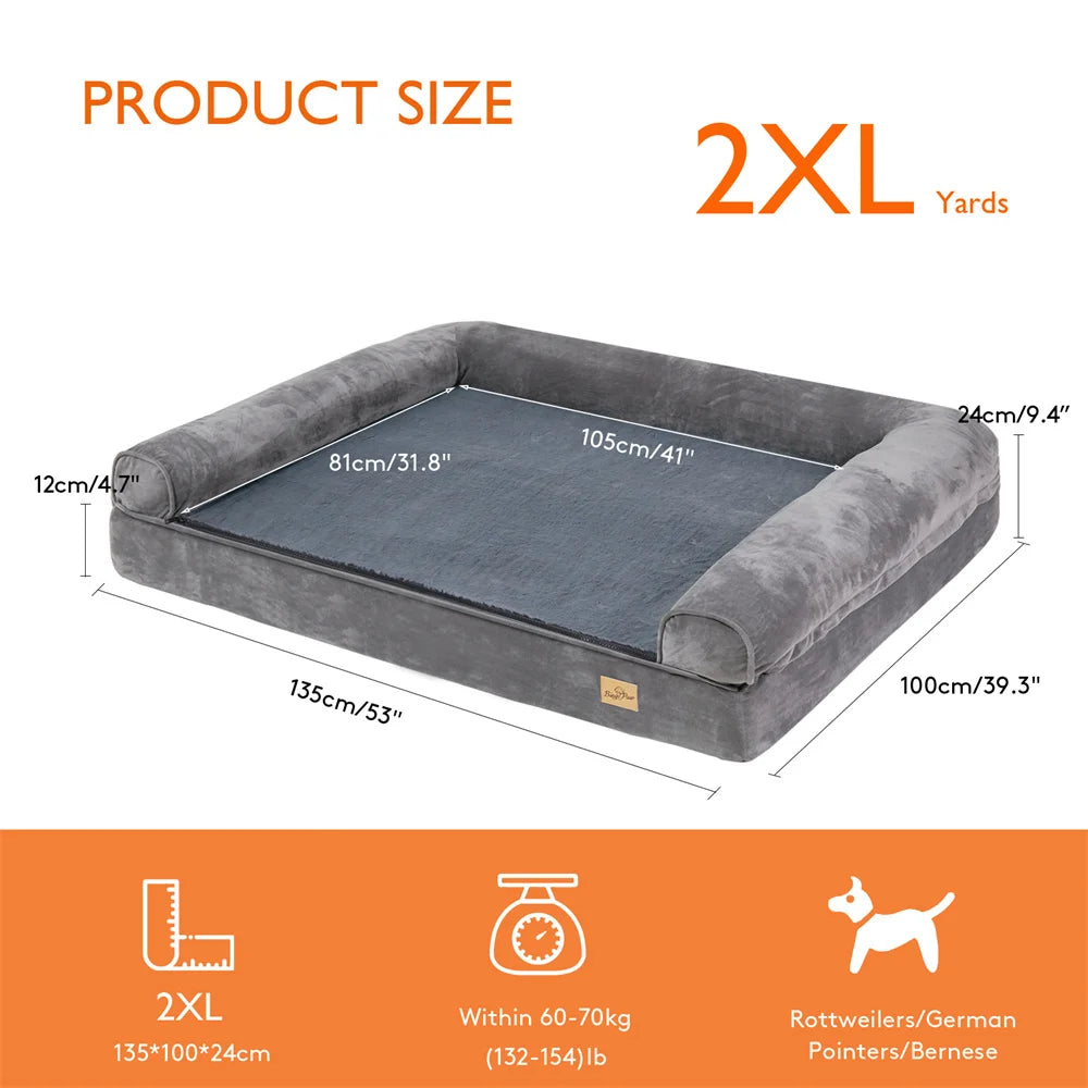 Borwart Orthopedic Memory Foam Dog Bed With Removable Waterproof Cover