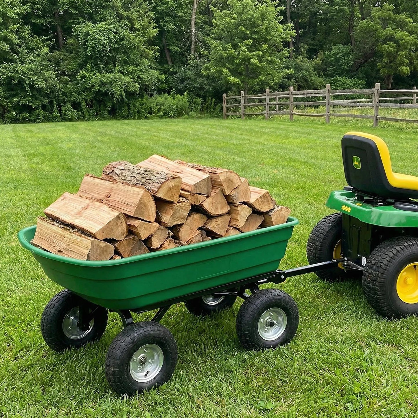 HiMiss Heavy Duty Four Wheel Utility Garden Dump Cart