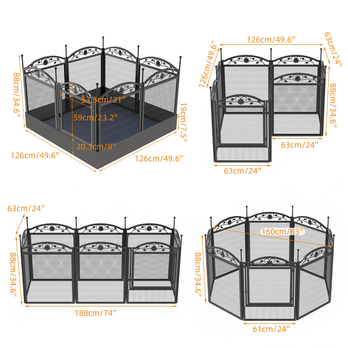 BINGOPAW Heavy Duty Dog Playpen Metal Fence Indoor Outdoor