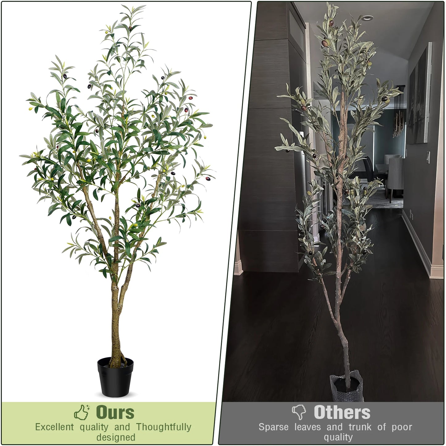 Olitree Artificial Olive Tree With Realistic Fruits And Wooden Trunk