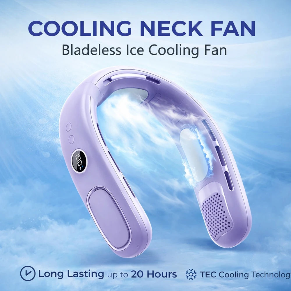Bladeless Neck Fan Semiconductor Cooling 5 Speed Portable USB Rechargeable