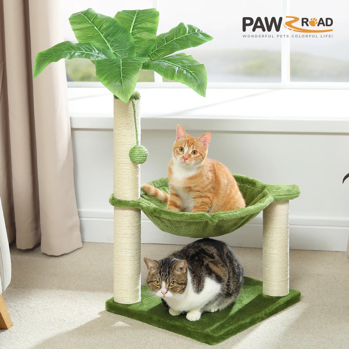 Pequlti Cactus Cat Tree With Cozy Condo And Scratching Post