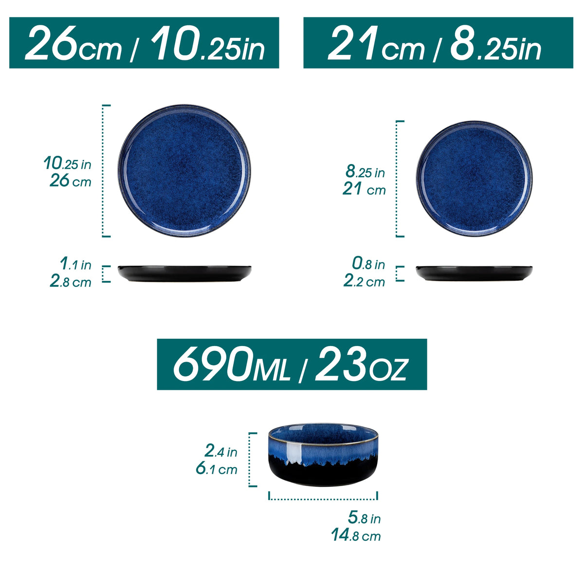 Malacasa Premium Reactive Glaze Ceramic Dinnerware Set