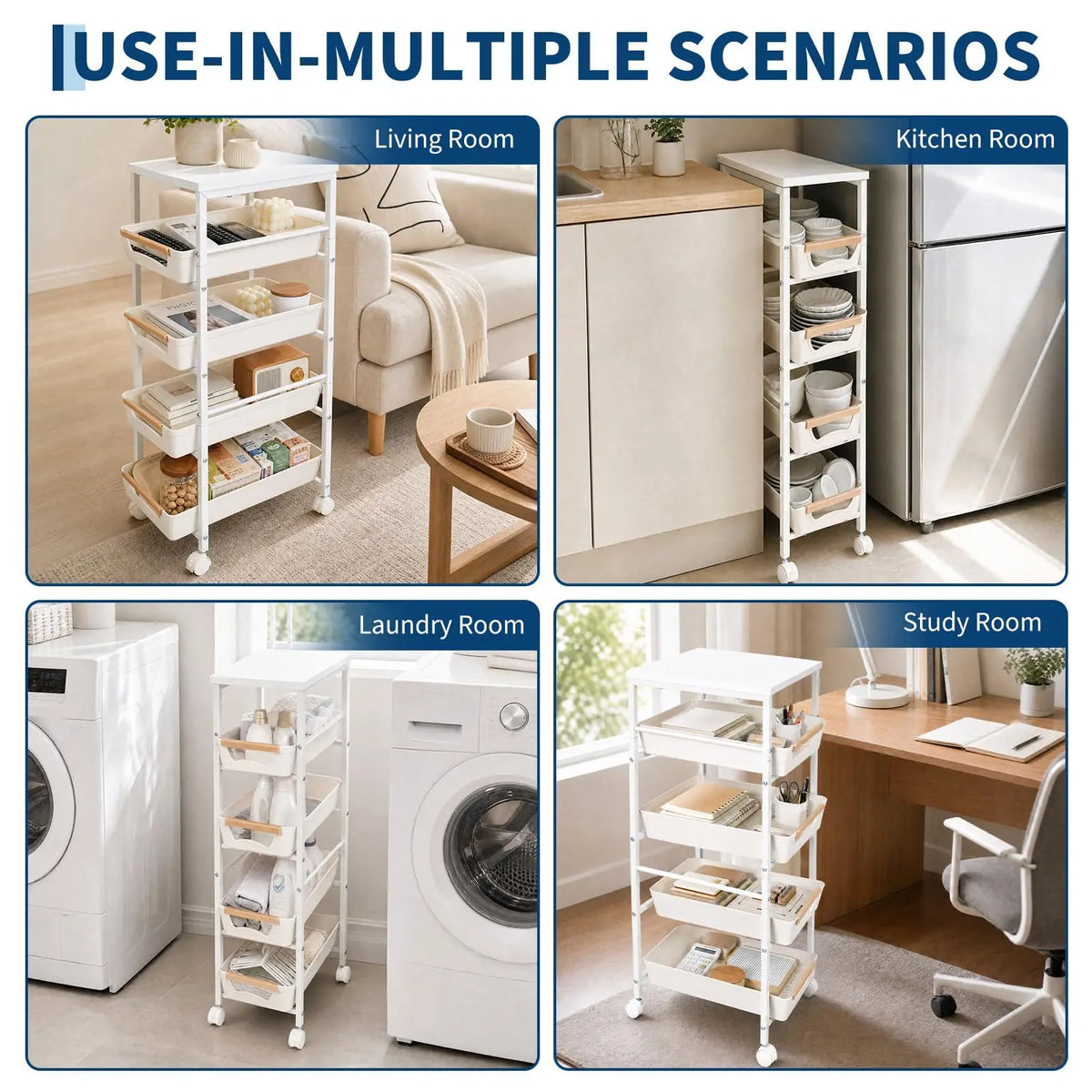 Studyset Five Tier Rolling Kitchen Cart With Pull Out Basket