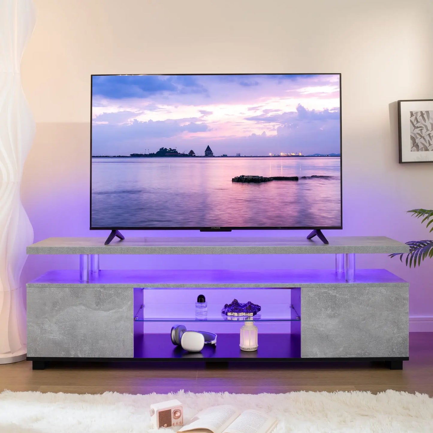 Cubehom Modern Wooden TV Stand With Storage Entertainment Console