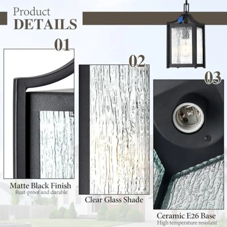 Contemporary Outdoor Porch Pendant Light With Dusk To Dawn Sensor