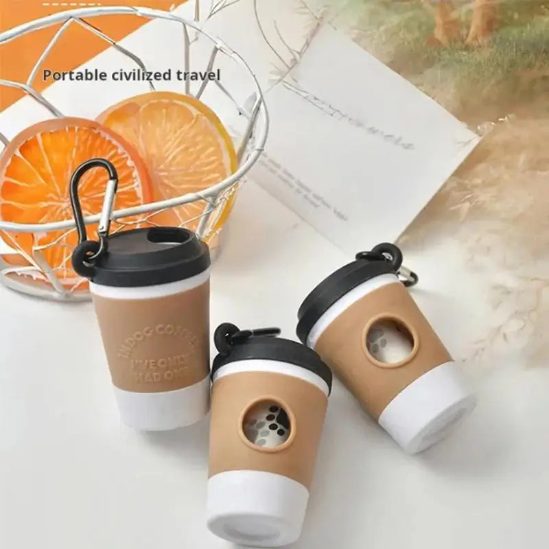 Creative Coffee Cup Dog Waste Bag Dispenser Storage Holder Box