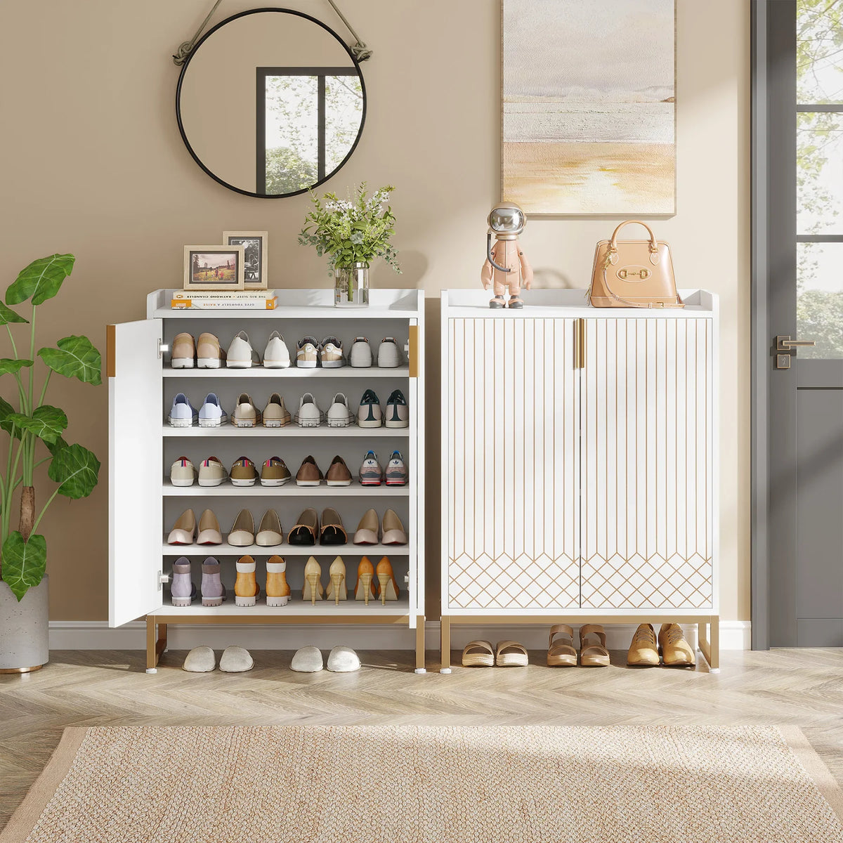 Tribesigns Modern Shoe Cabinet With Doors And Five Tier Storage