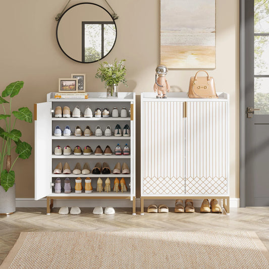 Tribesigns Modern Shoe Cabinet With Doors And Five Tier Storage
