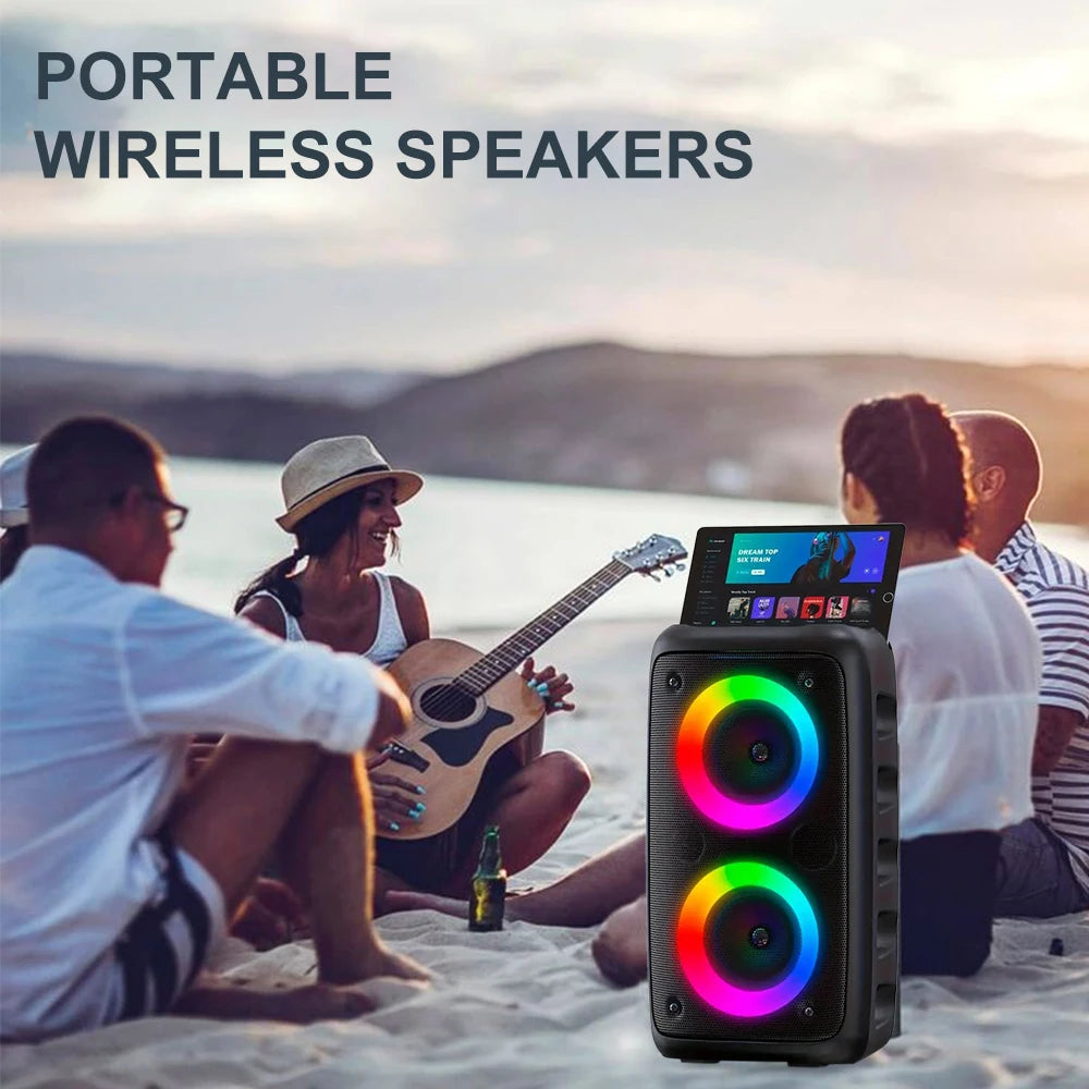 ZNLYRION Portable Bluetooth Karaoke Speaker With RGB Lighting TWS Stereo