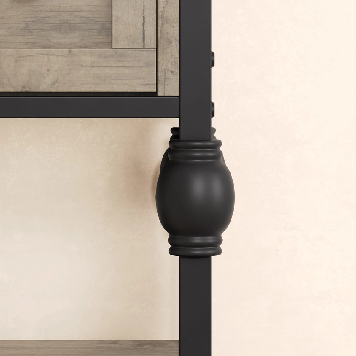 HiMISS Industrial Console Table With Drawers And Three Tier Shelves