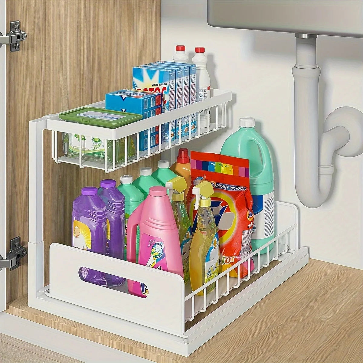 Stainless Steel Sliding Pull Out Cabinet Sorting Rack For Kitchen