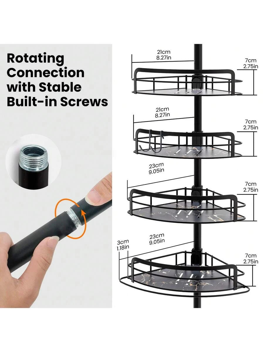 Four Tier Corner Shower Shelf Adjustable No Drill Bathroom Caddy