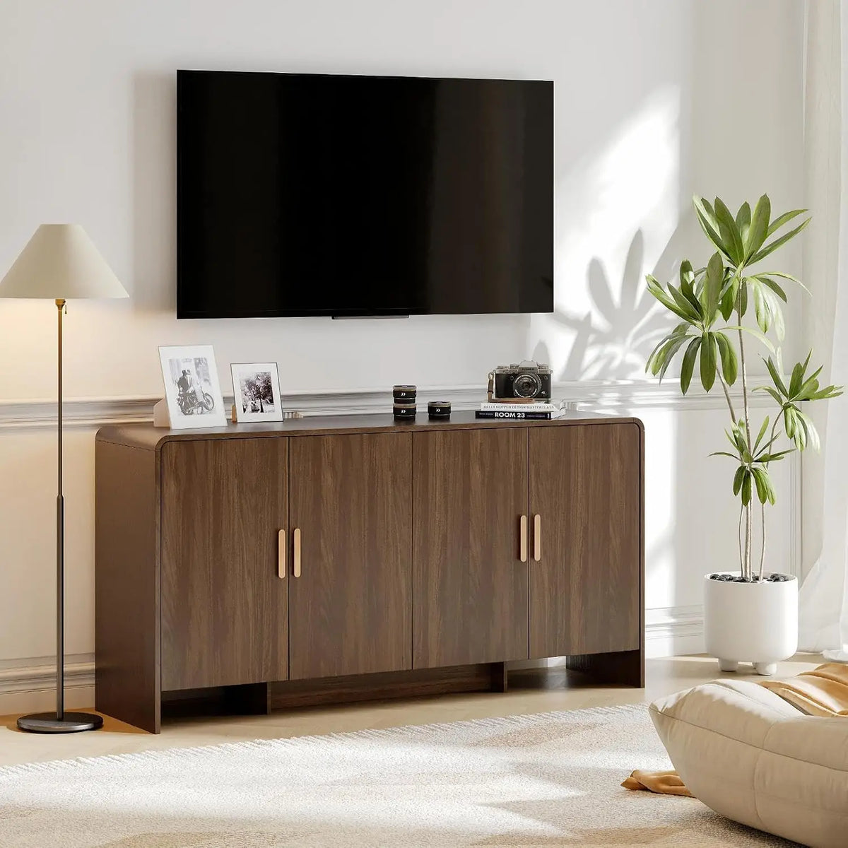 ONBRILL Mid Century Sideboard Cabinet With Adjustable Shelves And Storage