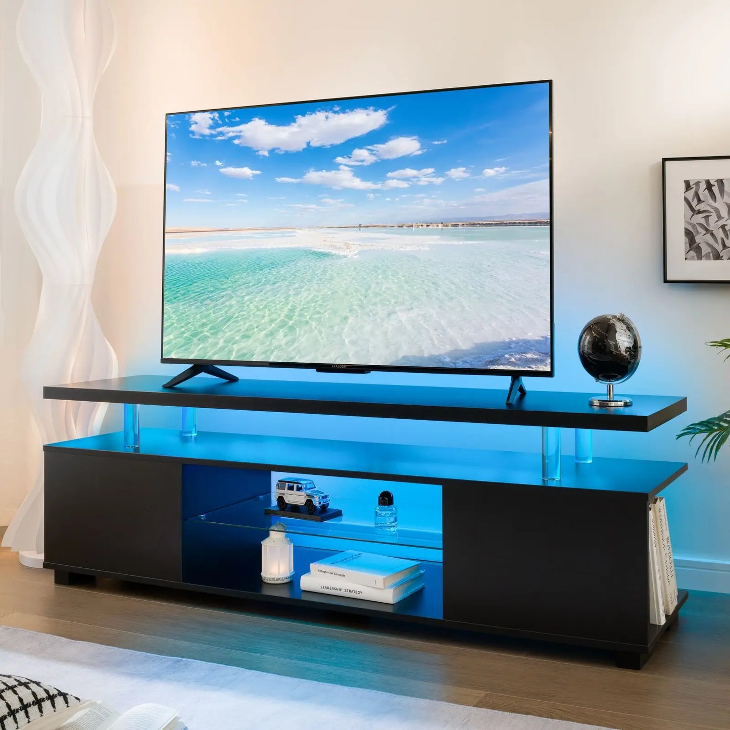 Cubehom Modern Wooden TV Stand With Storage Entertainment Console