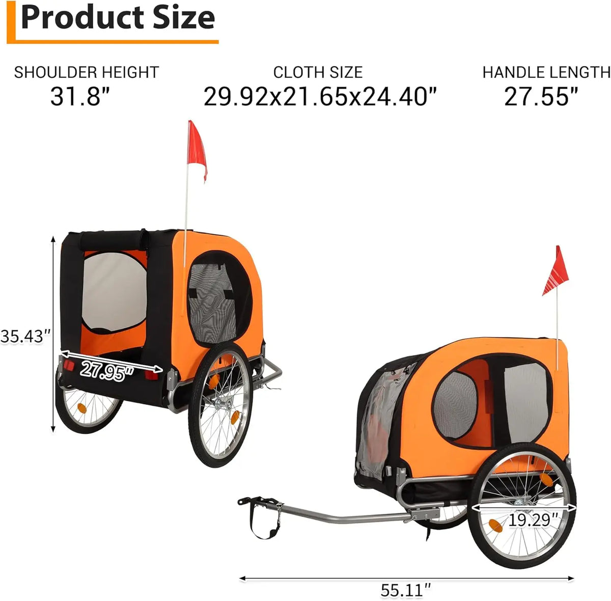 Twister.Ck Foldable Dog Bike Trailer With Quick Release Wheels