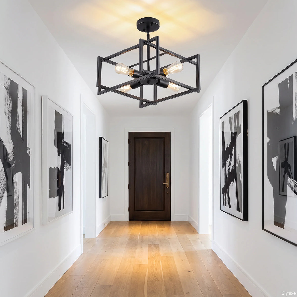 ARLGSITE 4 Light Industrial Geometric Flush Mount Ceiling Light