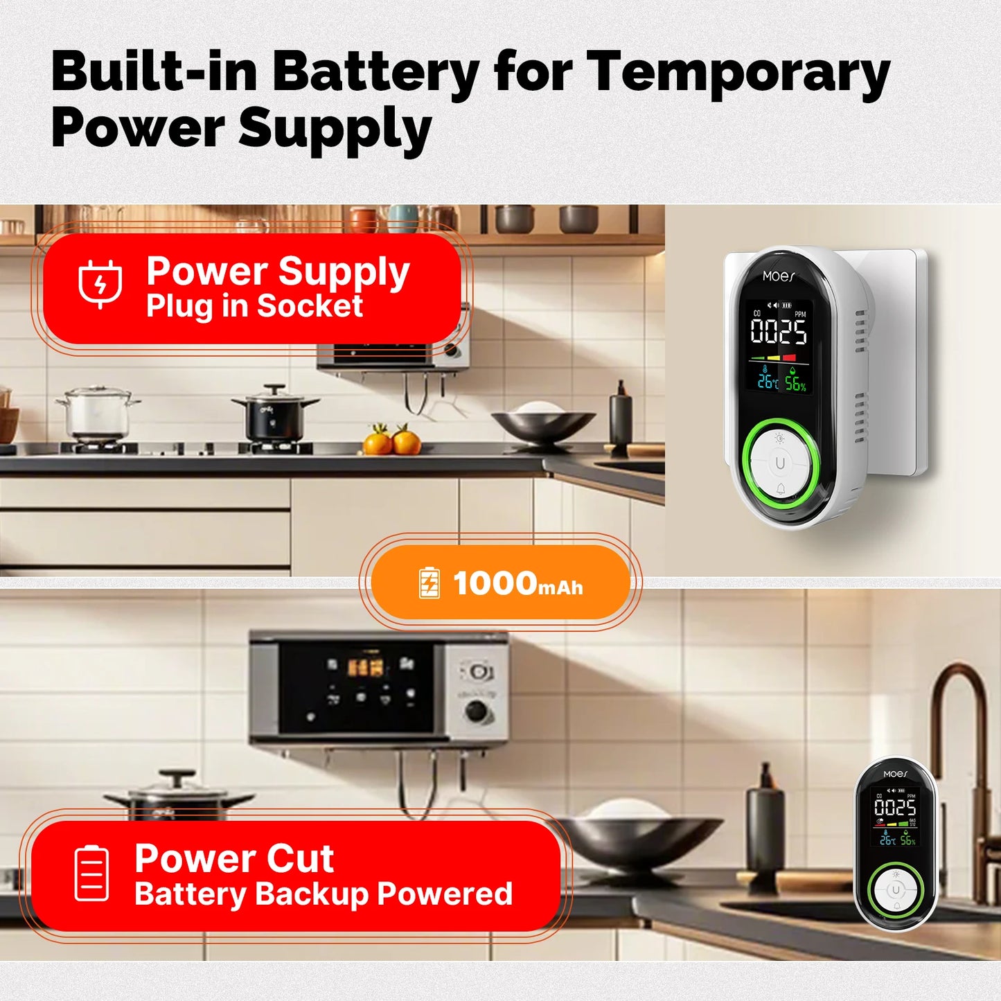 MOES Plug In Carbon Monoxide Gas Detector With Digital Display
