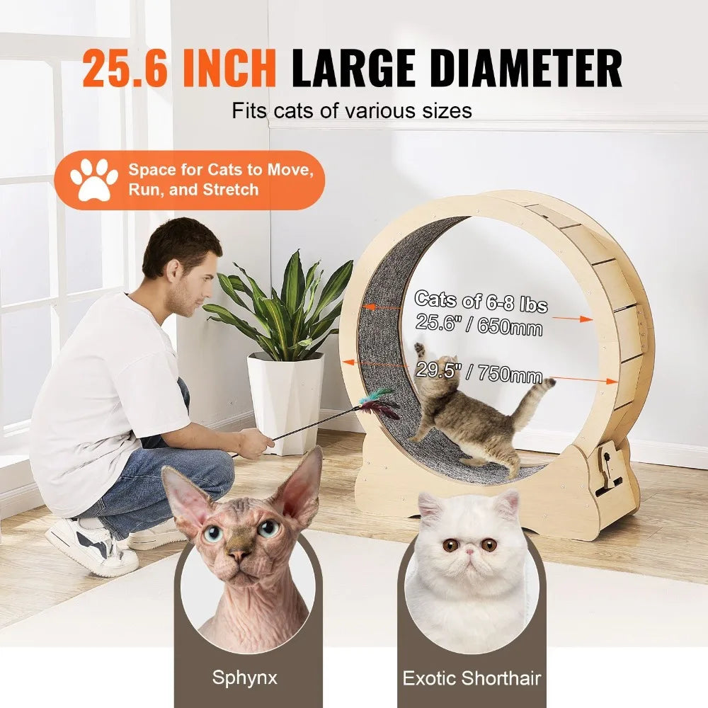 Silent Wooden Cat Exercise Wheel For Indoor Running Fitness