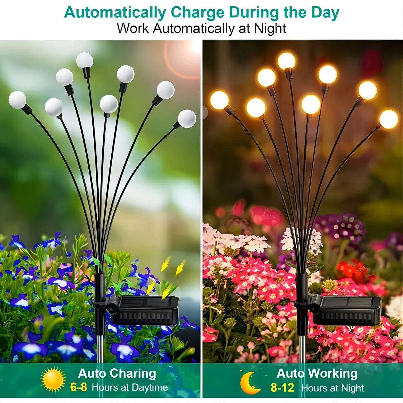 Dual Mode Solar Firefly Garden Lights For Outdoor Landscaping Decor