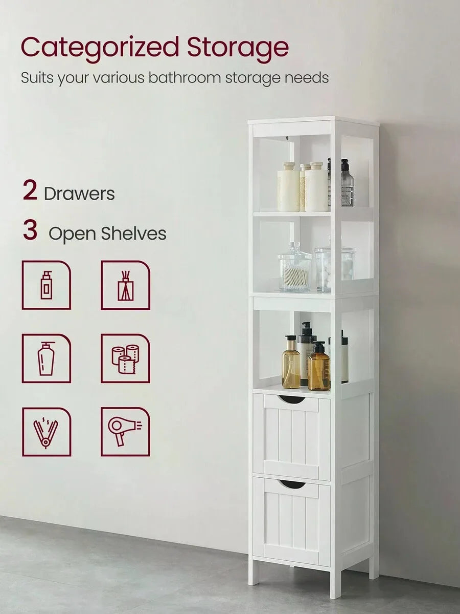 Metal Bathroom Corner Cabinet With Storage Organizer And Drawers