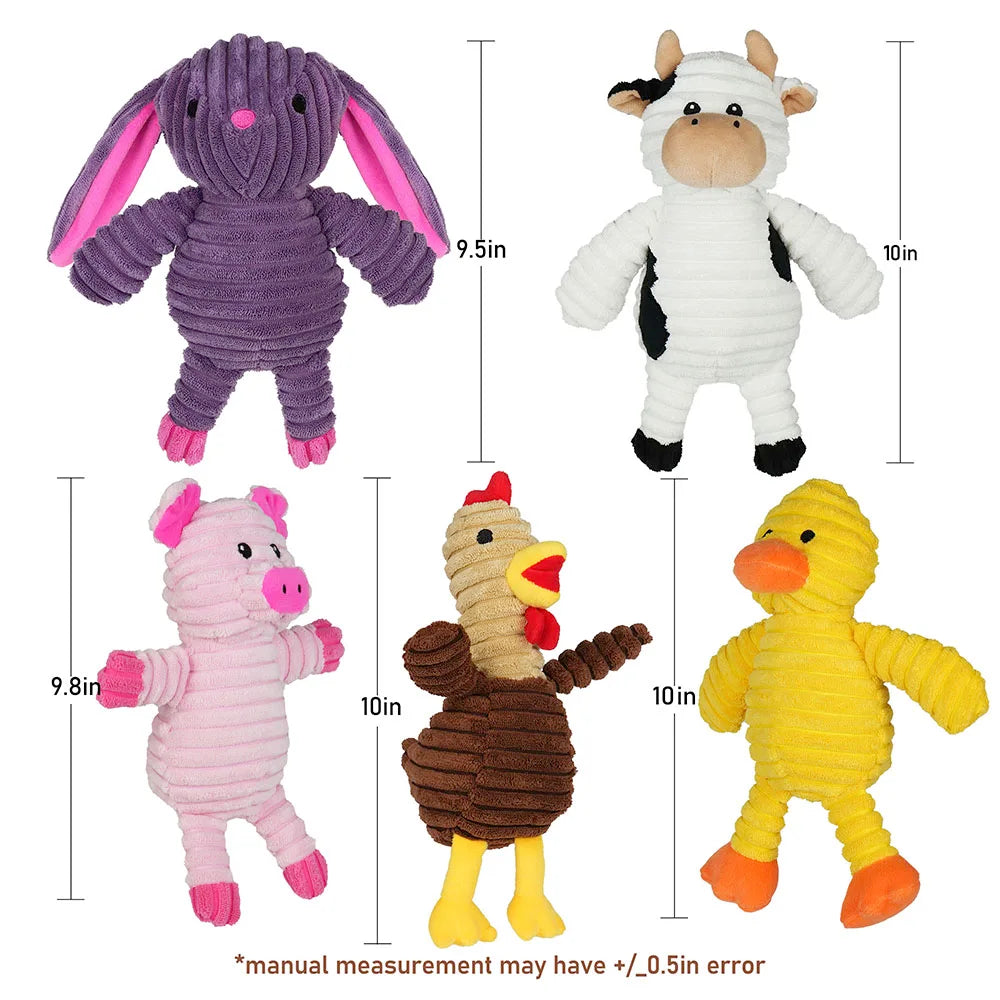 Plush Squeaky Dog Toys Five Pack Assortment For All Breeds