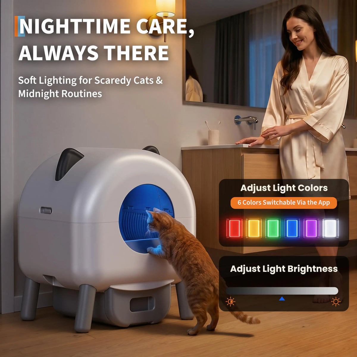 HiMISS Automatic Self Cleaning Cat Litter Box Smart App Control