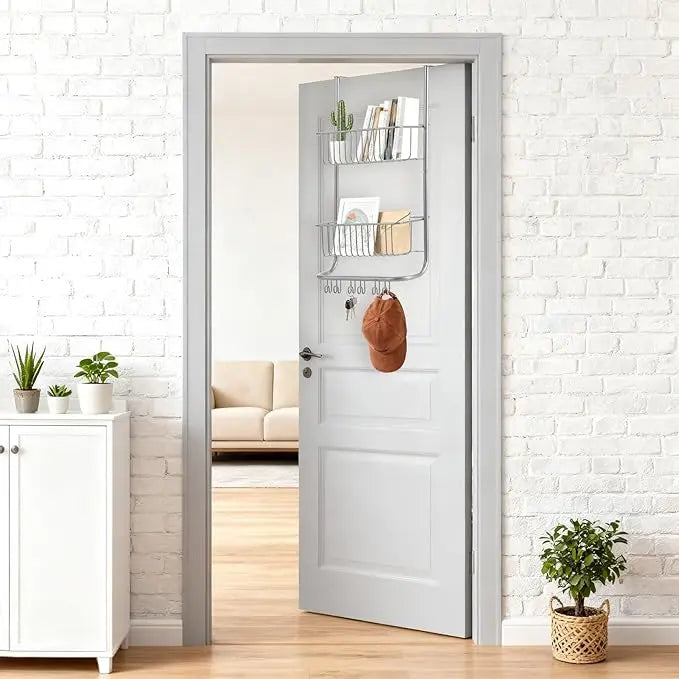 HiMISS Over The Door Metal Storage Rack With 6 Hooks