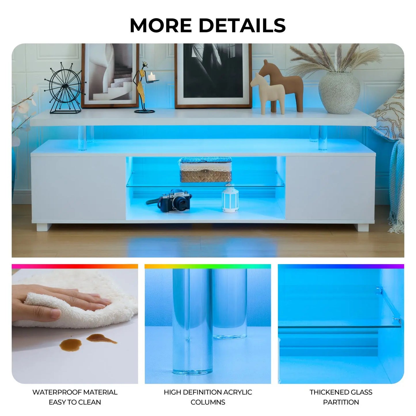 Cubehom Modern Wooden TV Stand With Storage Entertainment Console