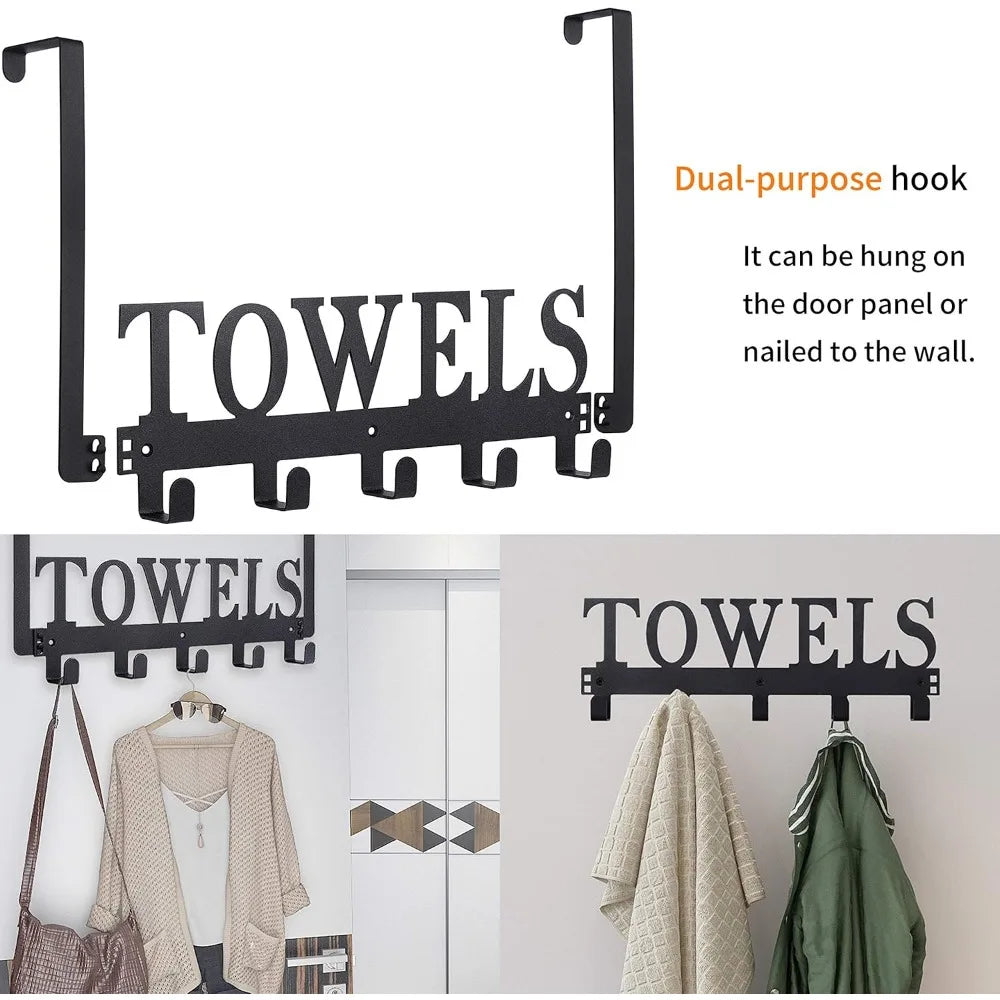 NBVCX Over The Door Towel Hooks With Five Metal Arms
