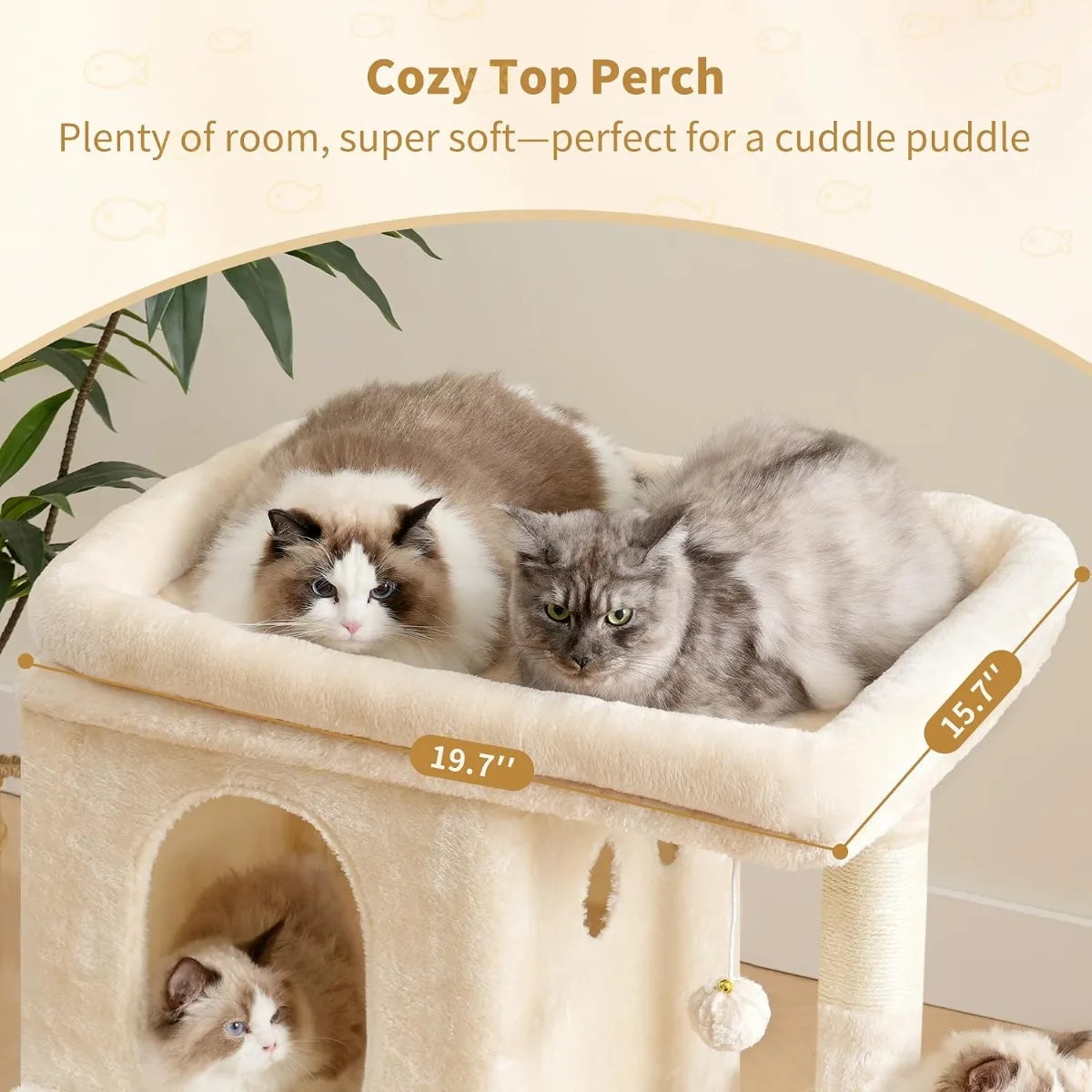Nbvcx Double Tier Cat Tower With Sisal Posts And Basket