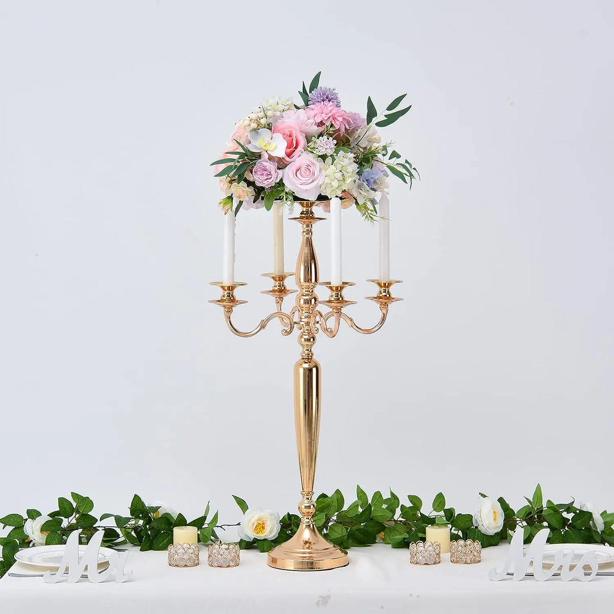 VINCIGANT Metal Candelabra Candle Holder For Wedding Table Decor