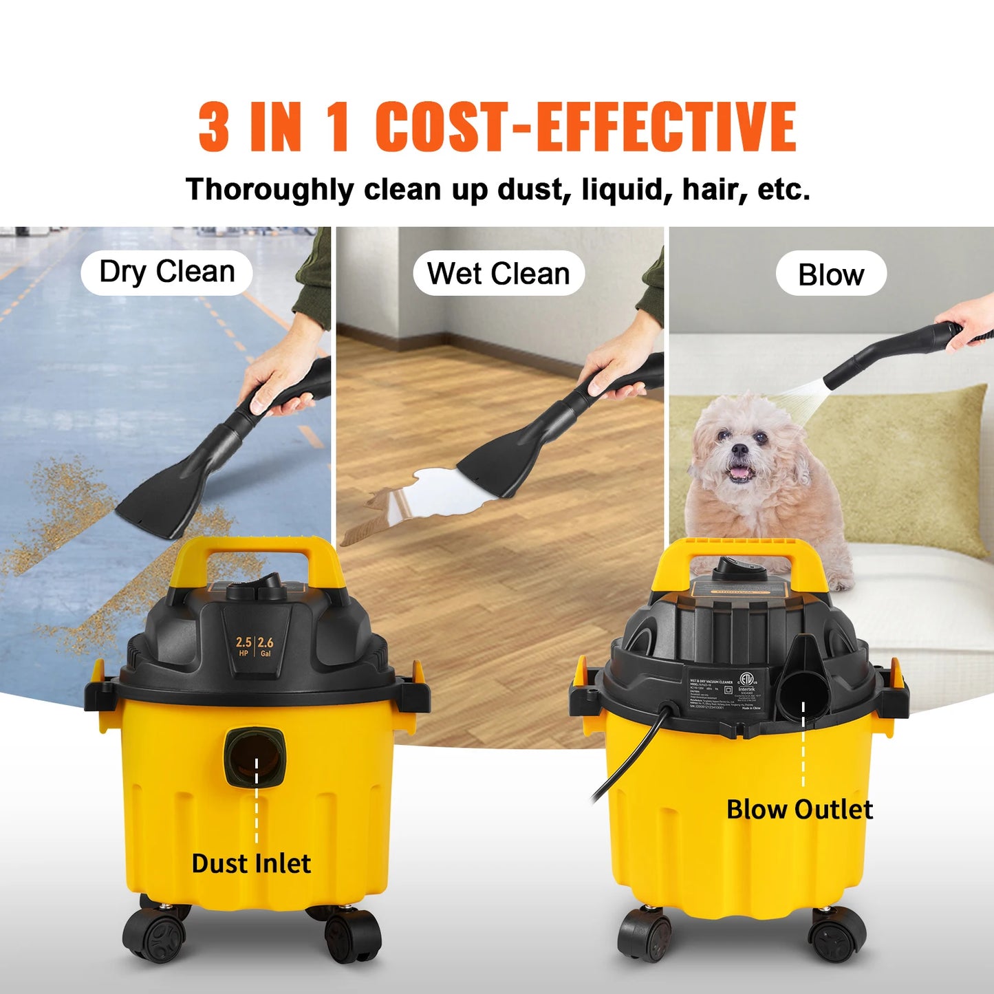 SucceBuy Wet Dry Shop Vacuum With Powerful Blowing And Suction