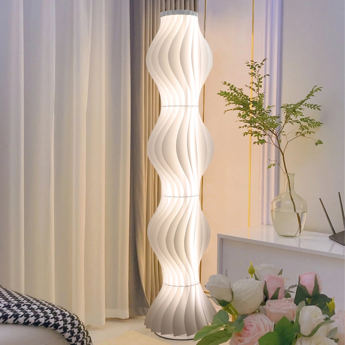 Nordic Style Pleated Floor Lamp For Ambient Living Area