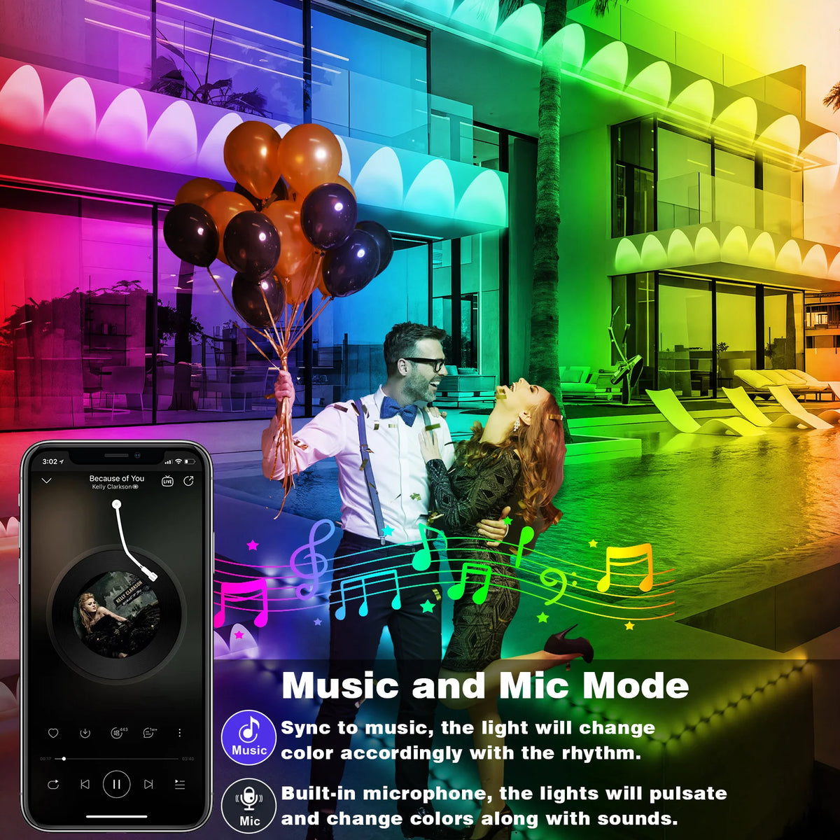 RCUICA Smart RGB Outdoor Eaves Lights With App Control Waterproof