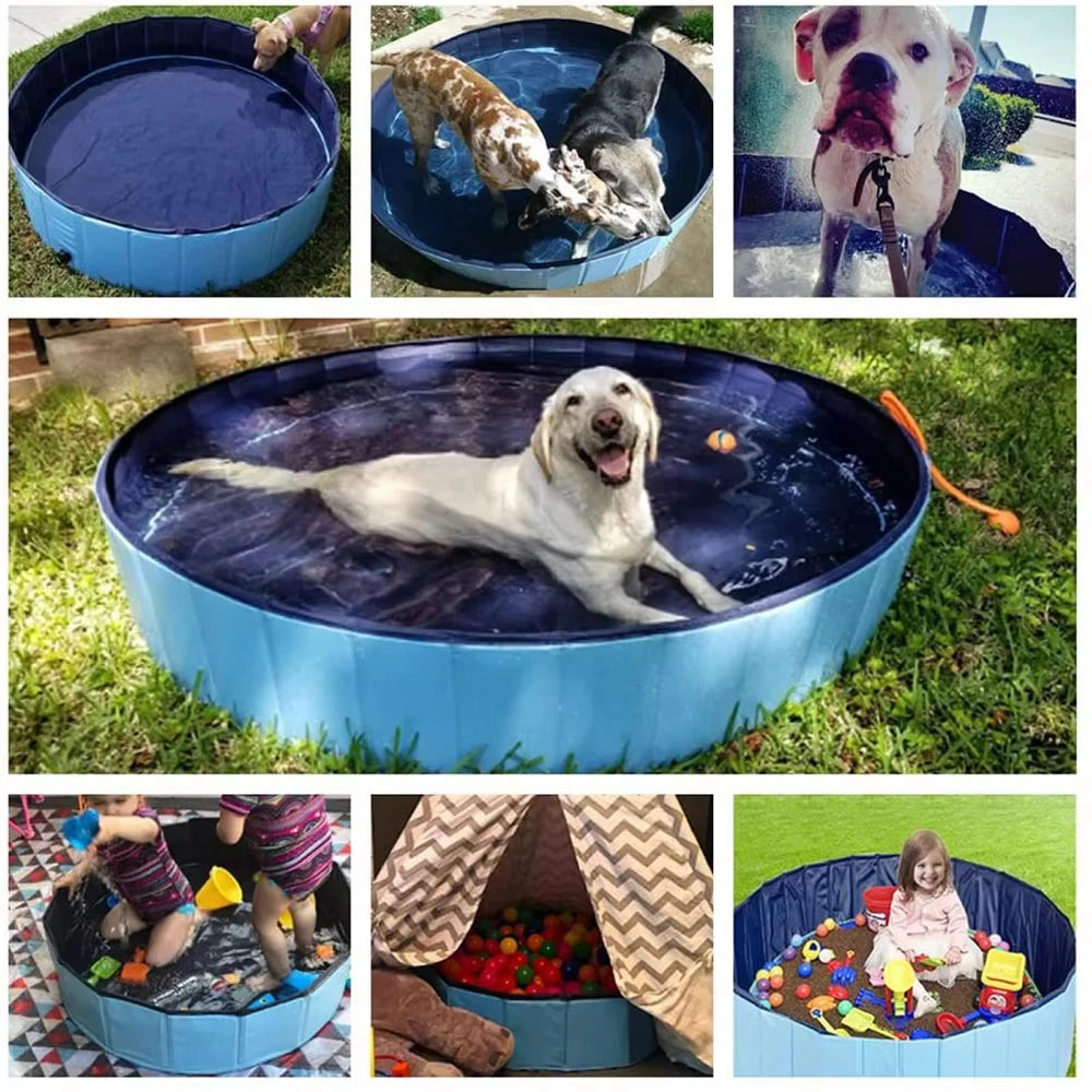 Foldable Portable Dog Swimming Pool Grooming Tub Metal Frame Bathtub