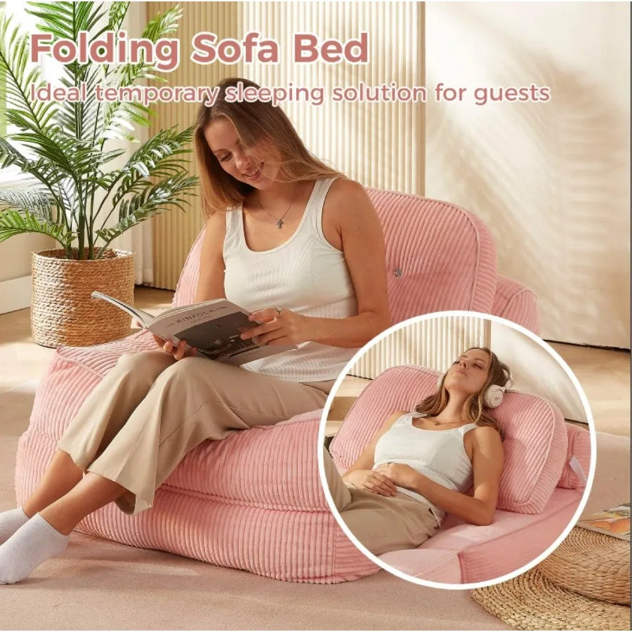 Foldable Boneless Chair Bed with Pillow and Blanket